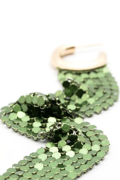 Jewelry for Women Paco Rabanne Rectangular Drop Earrings In Green Mesh