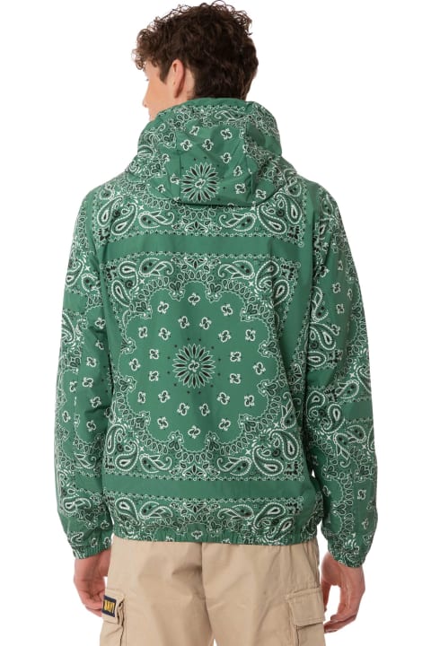 Homeware MC2 Saint Barth Man Hooded Lightweight Windbreaker With Bandanna Print