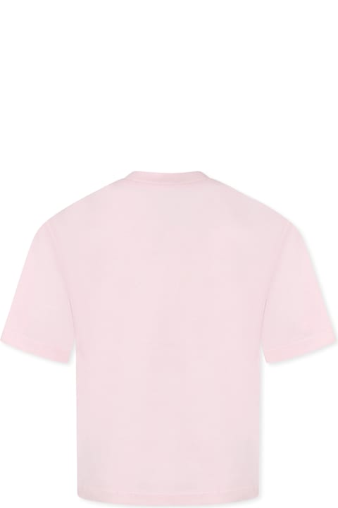 Little Marc Jacobs Topwear for Girls Little Marc Jacobs Pink T-shirt For Girl With Logo And Flowers