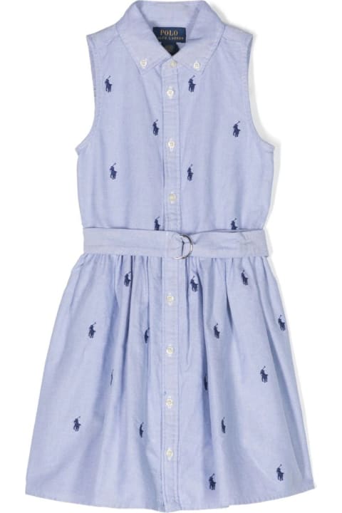 Ralph Lauren for Kids Ralph Lauren Belted Striped Oxford Shirt Dress In Blue