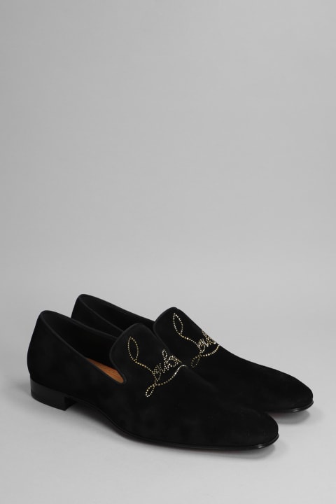 Loafers & Boat Shoes for Men Christian Louboutin Navy Dandelion Lace Up Shoes In Black Suede