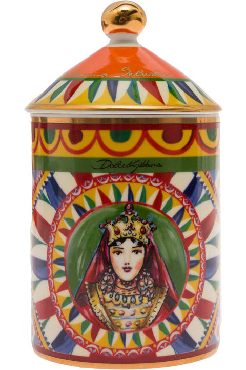Home Décor Dolce & Gabbana Wild Jasmine Scented Candle With Lid And Carretto Print