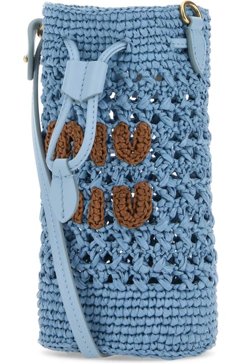 Miu Miu Totes for Women Miu Miu Light Blue Crochet Bucket Bag