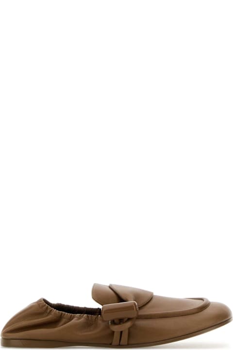 Loewe Camel Leather Toggle Loafers