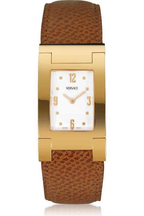 On Fifth - Men's Gold Plated Brown Leather Watch
