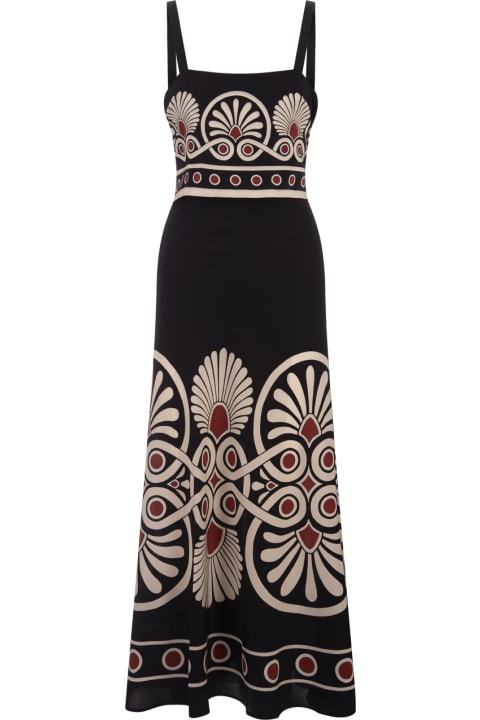 La DoubleJ جمب سوت لـ السيدات La DoubleJ Slip-around Dress In Medallion Placée Black In Crepe De Chine