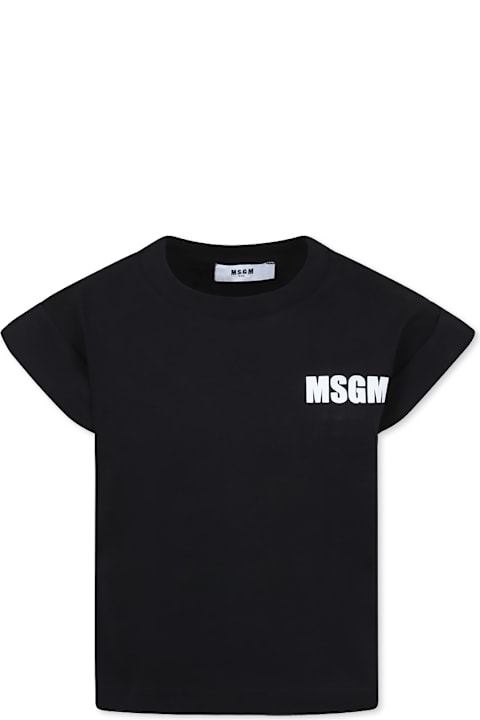Homeware MSGM Black T-shirt For Girl With Logo