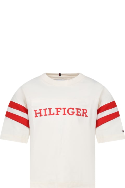 Tommy Hilfiger T-Shirts & Polo Shirts for Girls Tommy Hilfiger Ivory T-shirt For Girl With Logo