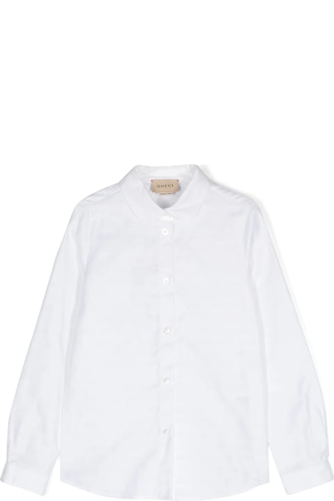 Gucci Shirts for Boys Gucci White Oxford Shirt With Gg Supreme Print