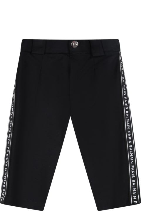 Black Trousers For Baby Boy With Logo