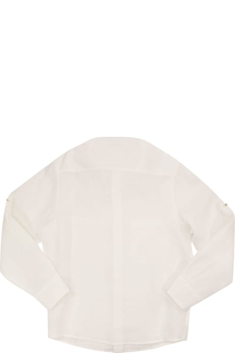 Linen Shirt With Mandarin Collar And Pockets