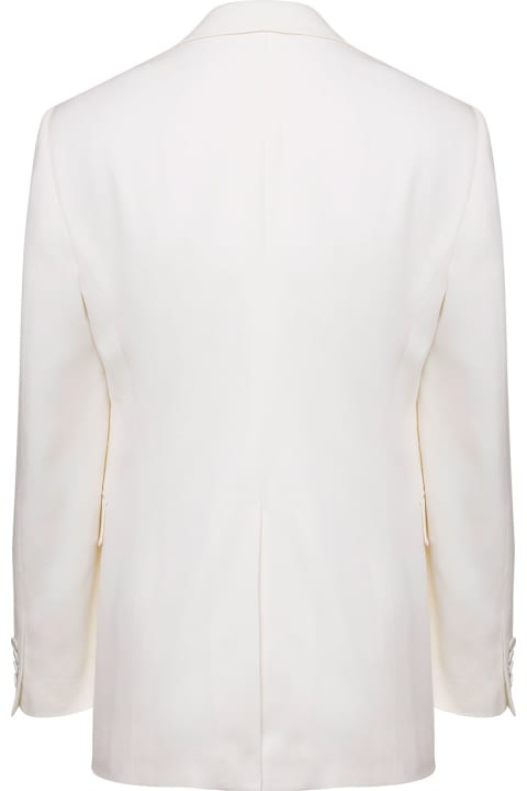 メンズ Alexander McQueenのコート＆ジャケット Alexander McQueen White Single-breasted Jacket With Notched Revers In Wool Woman