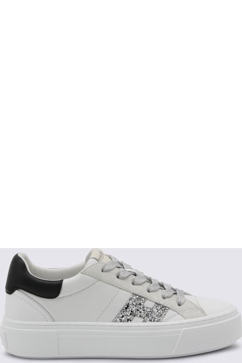 Hogan White And Black Leather Sneakers