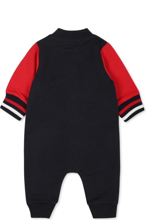 أطقم وبودي سوت لـ رُضع بنات Moncler Blue Babygrow For Baby Boy With Logo