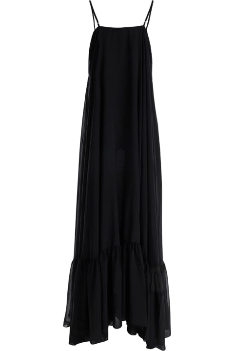 Rotate by Birger Christensen Dresses for Women Rotate by Birger Christensen Black Wide Maxi Dress In Chiffon Woman