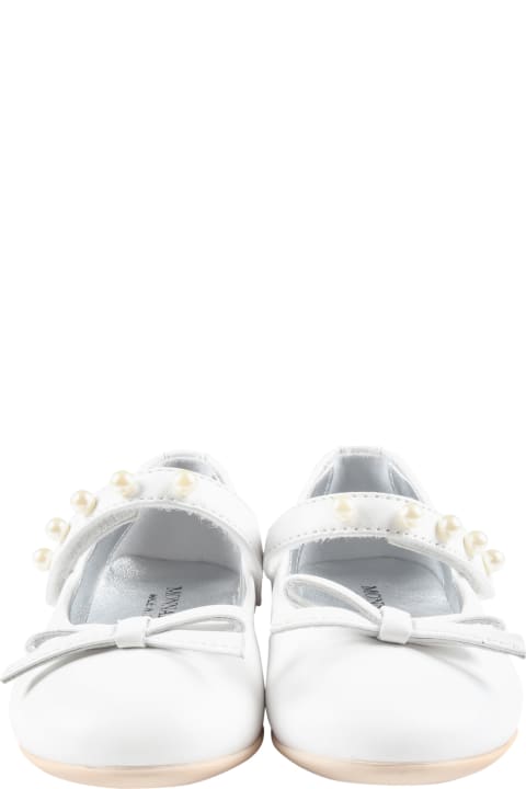 Shoes for Girls Monnalisa White Ballet-flats For Girl With Pearls