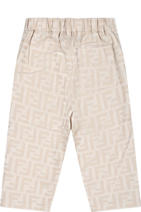 Fendi Clothing for Baby Girls Fendi Beige Trousers For Bbay Boy With Double F