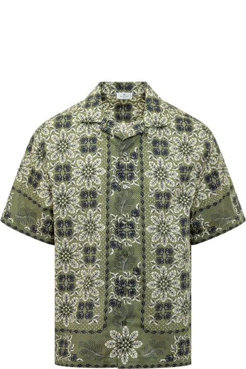 Shirts for Men Etro Bowling Shirt With Floral Foliage Print