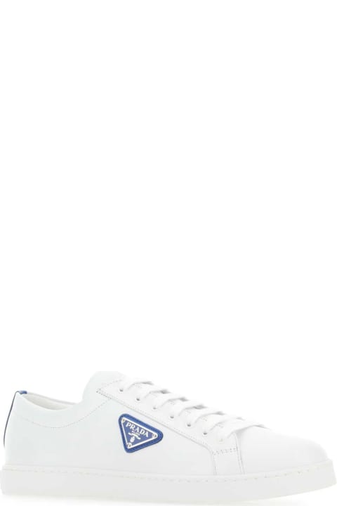 メンズ スニーカー Prada White Leather Sneakers