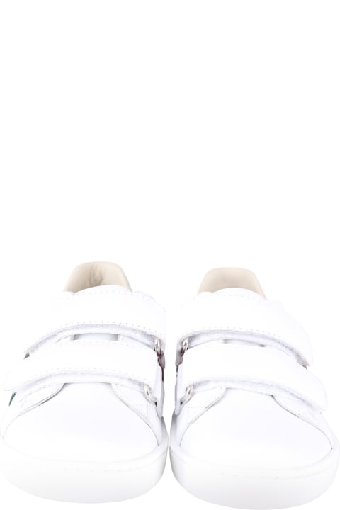 Homeware Gucci White Ace Sneakers For Boy With Red And Green Webs Details