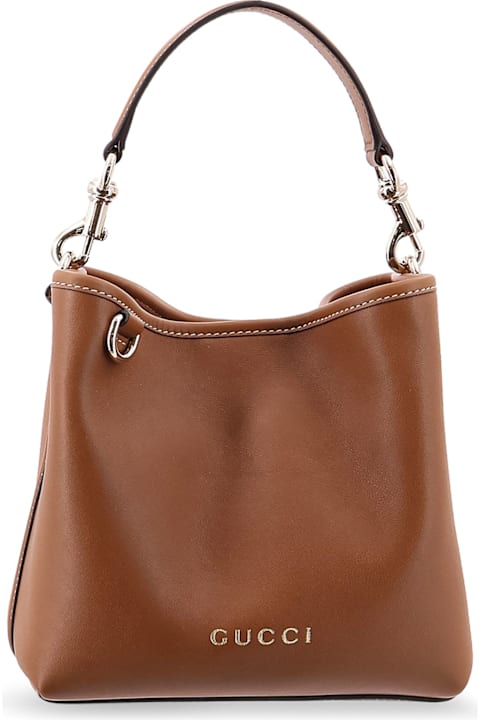 Gucci Shoulder Bags for Women Gucci Gg Emblem Leather Bucket Bag With Frontal Logo