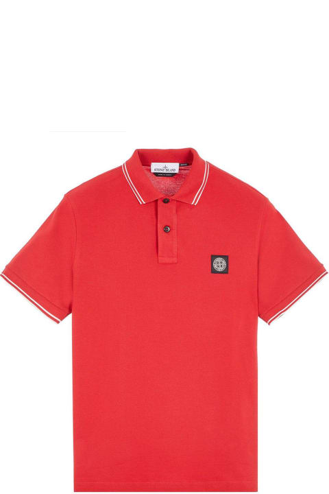 Shirts for Men Stone Island Logo Patch Short-sleeved Polo Shirt