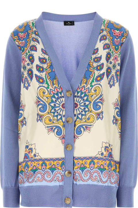 Etro for Women Etro Cerulean Blue Cotton Blend Cardigan