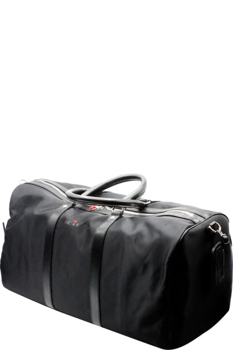 Luggage for Men Kiton Travel Bag In Technical Fabric With Leather Inserts And Logo, Shoulder Strap Supplied 52 X 30 X 125 Cm