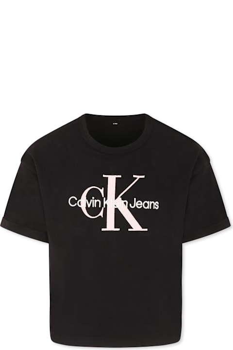 Calvin Klein T-Shirts & Polo Shirts for Girls Calvin Klein Black T-shirt For Girl With Logo