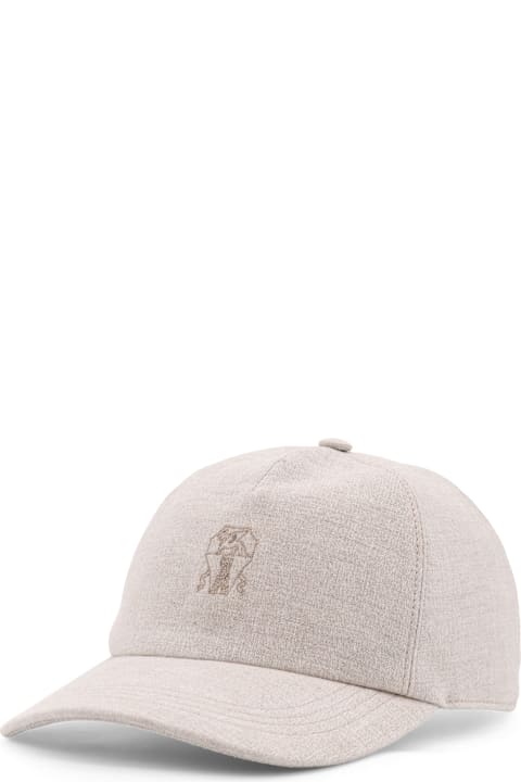 Brunello Cucinelli قبعات لـ السيدات Brunello Cucinelli Linen Blend Baseball Hat With Logo Embroidery