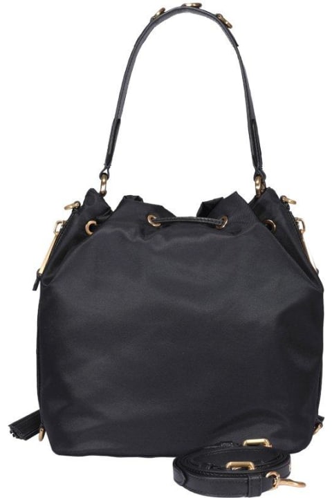 Fashion for Women Moschino Logo Plaque Drawstring Bucket Bag