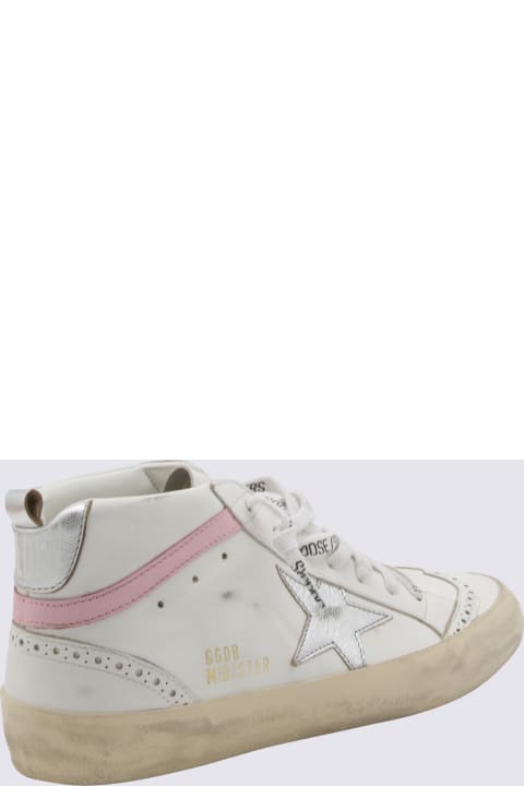 Golden Goose Shoes for Women Golden Goose White And Pink Leather Mid Star Sneakers