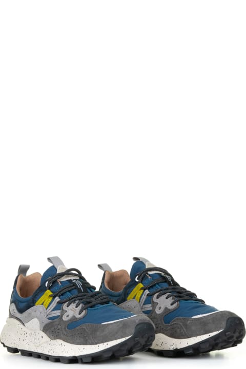 Flower Mountain Sneakers for Men Flower Mountain Yamano Blue Sneakers In Suede And Nylon