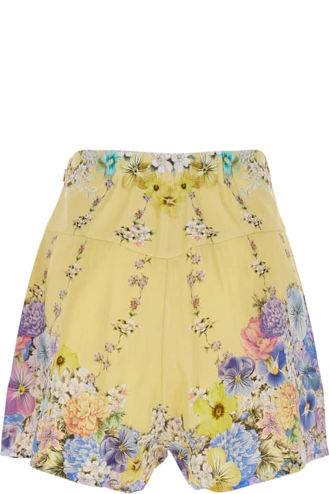 Camilla for Men Camilla Multicolor Shorts With All-over Floral Print And Crystal Embellishments In Linen And Silk Woman