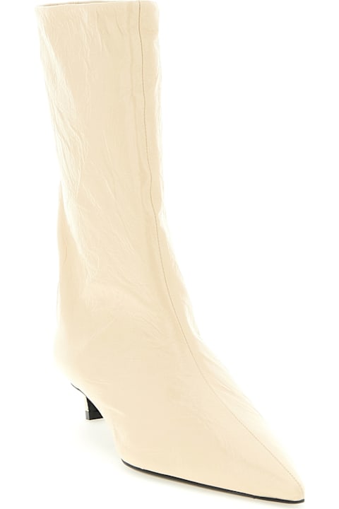 Jil Sander Craquelé Leather Ankle Boots
