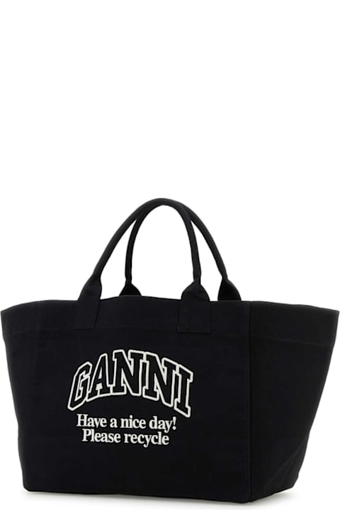 Ganni Bags for Women Ganni Black Canvas Shopping Bag