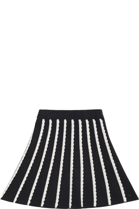 Emporio Armani Bottoms for Girls Emporio Armani Black And White Flared Striped Skirt In Cotton Girl