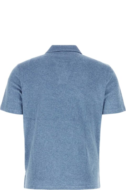 Fedeli Men Fedeli Denim Blue Stretch Cotton Blend Polo Shirt
