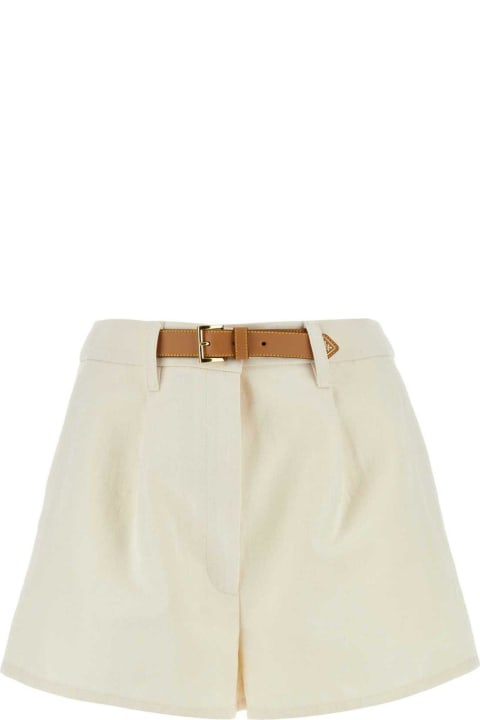 Prada Pants & Shorts for Women Prada Belted Pleated Shorts