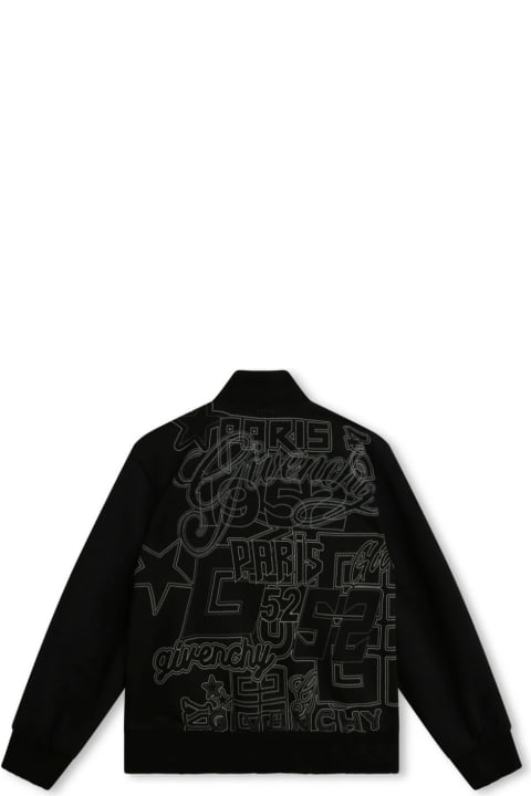 Givenchy Sale for Kids Givenchy Black Bomber Jacket With All-over Embroidery
