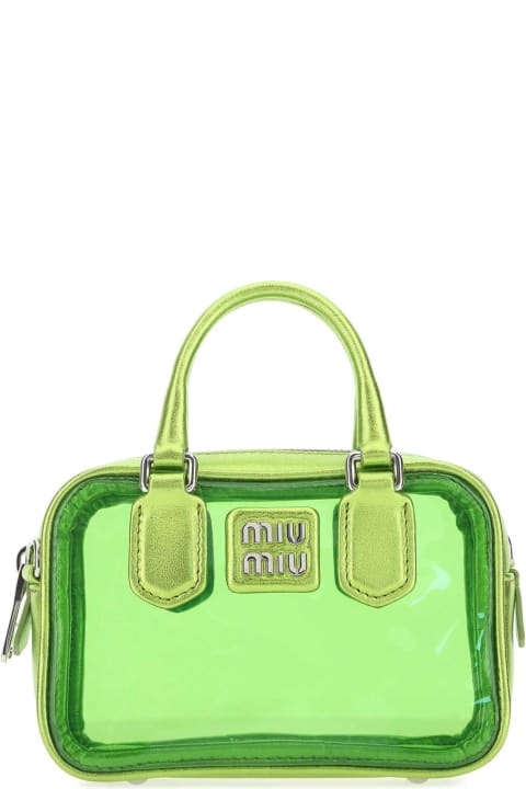 Miu Miu Totes for Women Miu Miu Green Leather And Pvc Mini Handbag