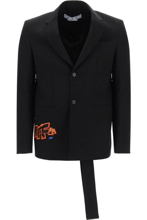 Coats & Jackets for Men Off-White Graffiti Logo Blazer With Faux Tie