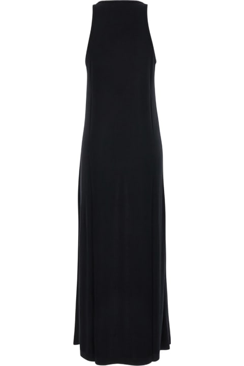 Totême لـ Women Totême Long Black Dress With Scoop Neck In Jersey Woman