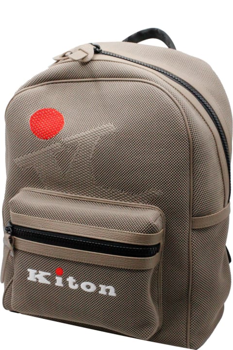 Kiton Backpacks for Men Kiton Backpack In Textured Technical Fabric With Leather Inserts