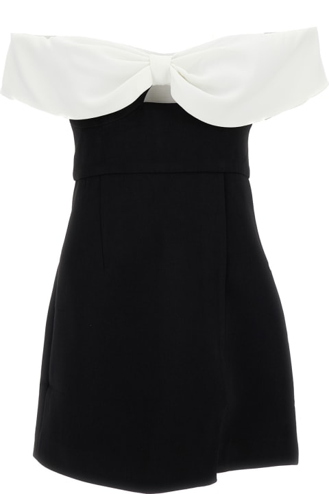 Fashion for Women self-portrait Black And White Off-shoulder Mini Dress In Polyester Woman