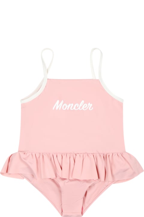 Moncler for Kids Moncler Pink One-piece Swimsuit For Baby Girl With Logo