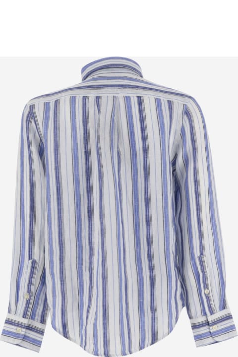 Shirts for Boys Ralph Lauren Striped Linen Logo Shirt