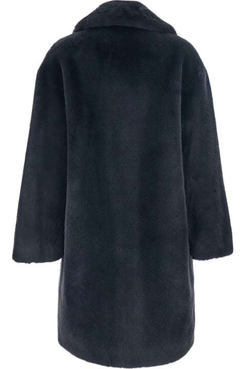 STAND STUDIO for Kids STAND STUDIO 'camille' Grey Coat With Wide Notched Revers And Front Concealed Closure In Ecofur Woman