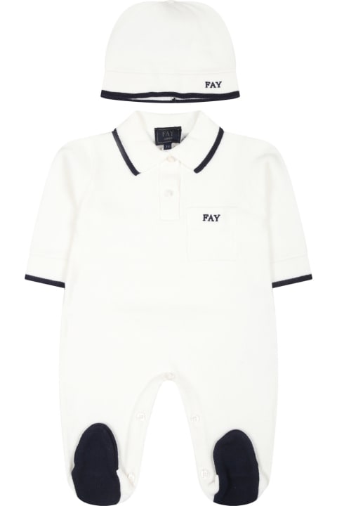 Fay Bodysuits & Sets for Baby Boys Fay White Set For Baby Boy With Logo