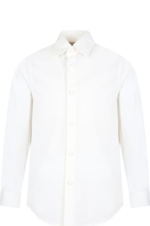 ボーイズ トップス Gucci White Shirt For Boy With Gg Cross